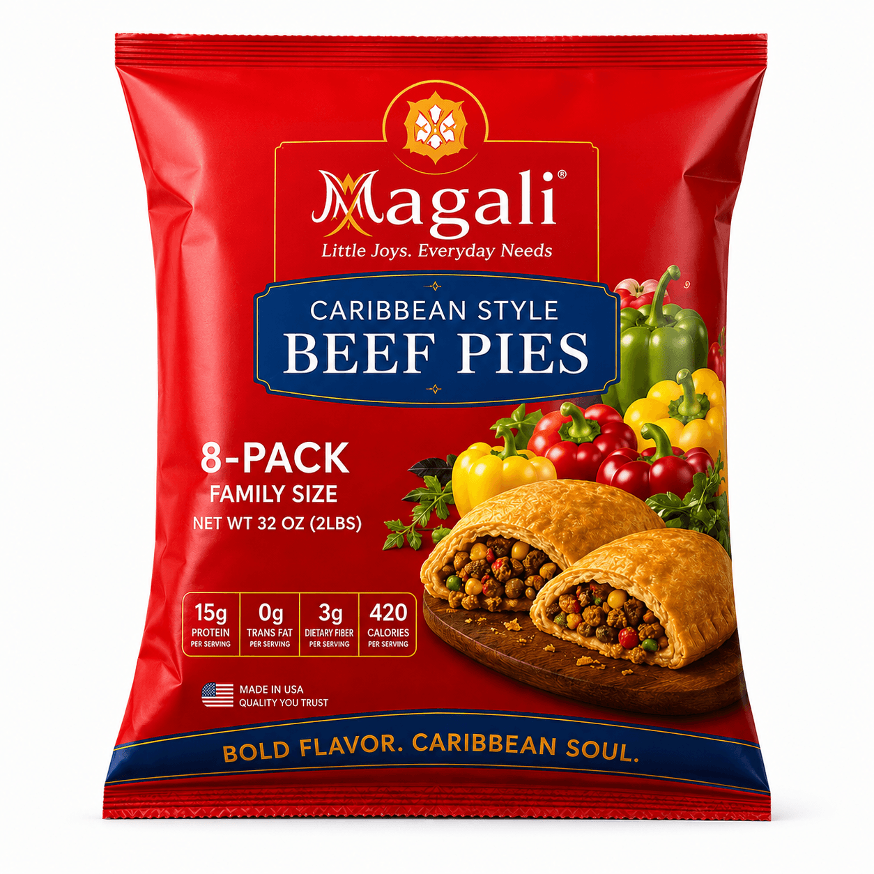 Magali Caribbean Style Beef Pies, 8 Pack